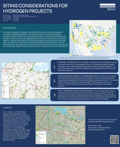 <b style='color:#EAD300;'>B20 - Siting Considerations with GIS for Hydrogen Projects</b><div style='margin-top:5px;'><div style='margin-top:5px;'>Invited Poster Presenter: Jackie Hanberg, MBA, PMP – DNV Energy USA Inc.</div></div>
